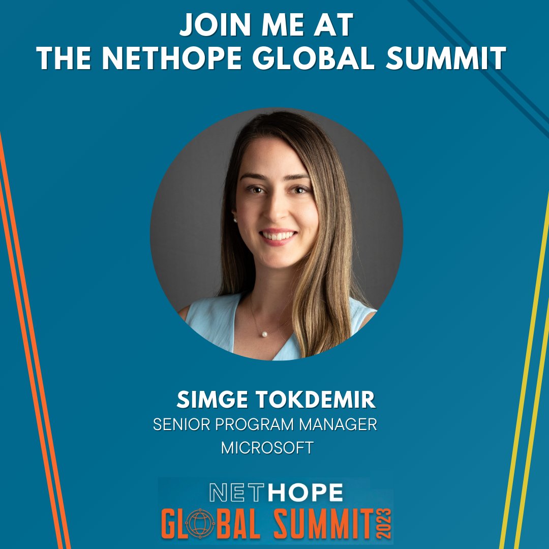 msftnonprofits's tweet image. If you’re headed to the @NetHope_org Global Summit, don’t miss ‘A cloud for Good: How the Microsoft Cloud is Extended for Even Greater Impact’ with Microsoft’s Simge Tokdemir. msft.it/60189m8F2 #NetHope2023