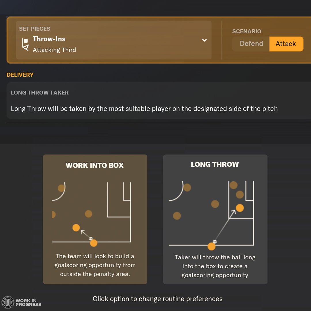 FootballManager's tweet photo. SET PIECES REFRESH 😍​

A brand-new flow gives you more control and customisation than ever before in #FM24 ⚙️

Find your winning edge at both ends of the pitch alongside your new Set Piece Coach #FM24Features
