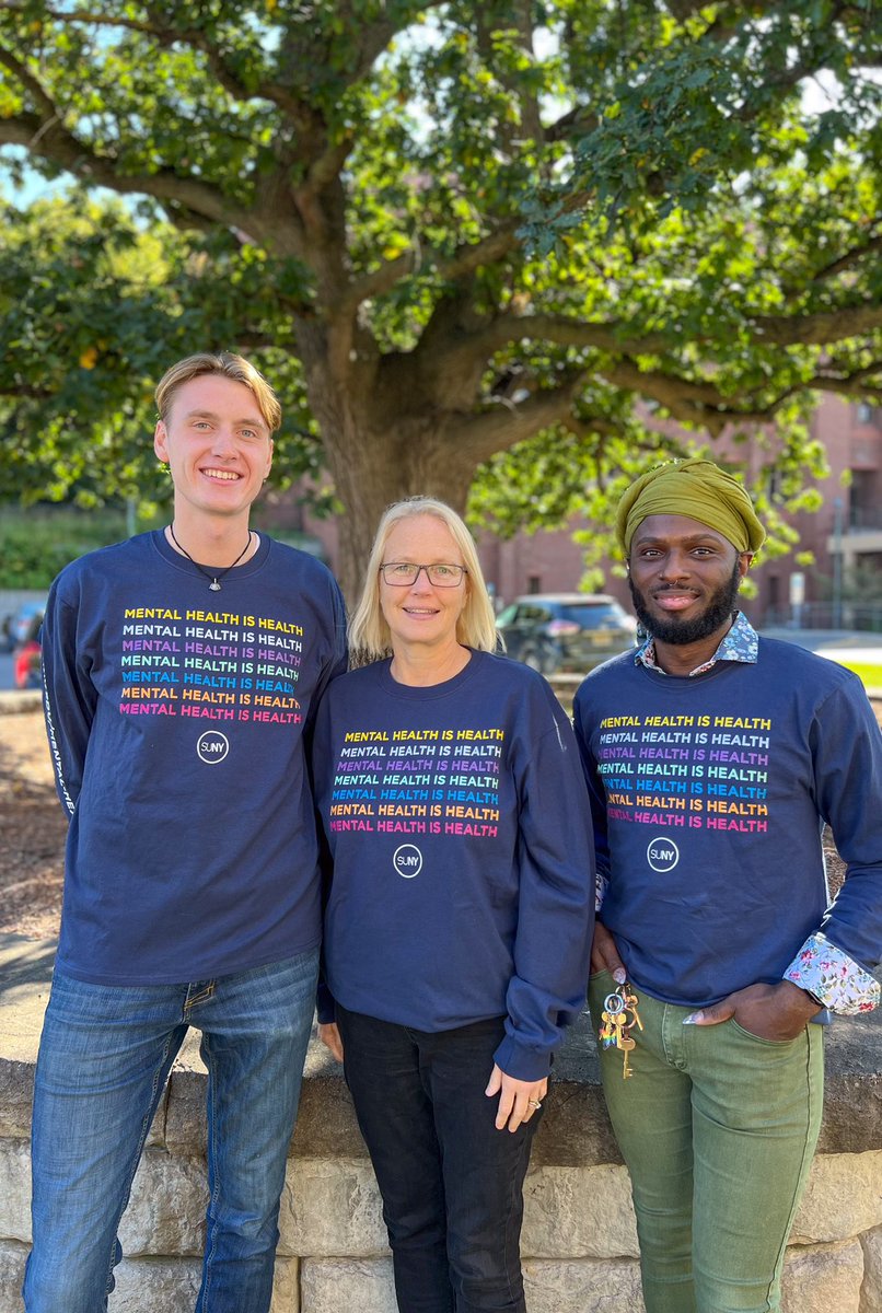 As Suicide Awareness Month draws to a close, we want you to know that we're always here for you 💚🤎 @sunyesfpres, MOSA President Silas Cochran, and GSA President Emme Christie wore @SUNY's awareness shirts to help reinforce our support for your mental health! #ReachOutSUNY