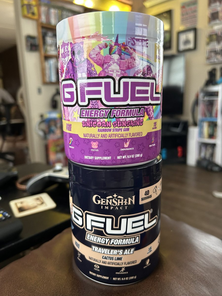 TheDomainGPCE's tweet photo. Huge thanks to @GFuelEnergy for providing us with their Travelers Ale and Rainbow Sunshine flavors to do a taste test! #GFuel #gaming #energyformula https://t.co/KzM85px5k1