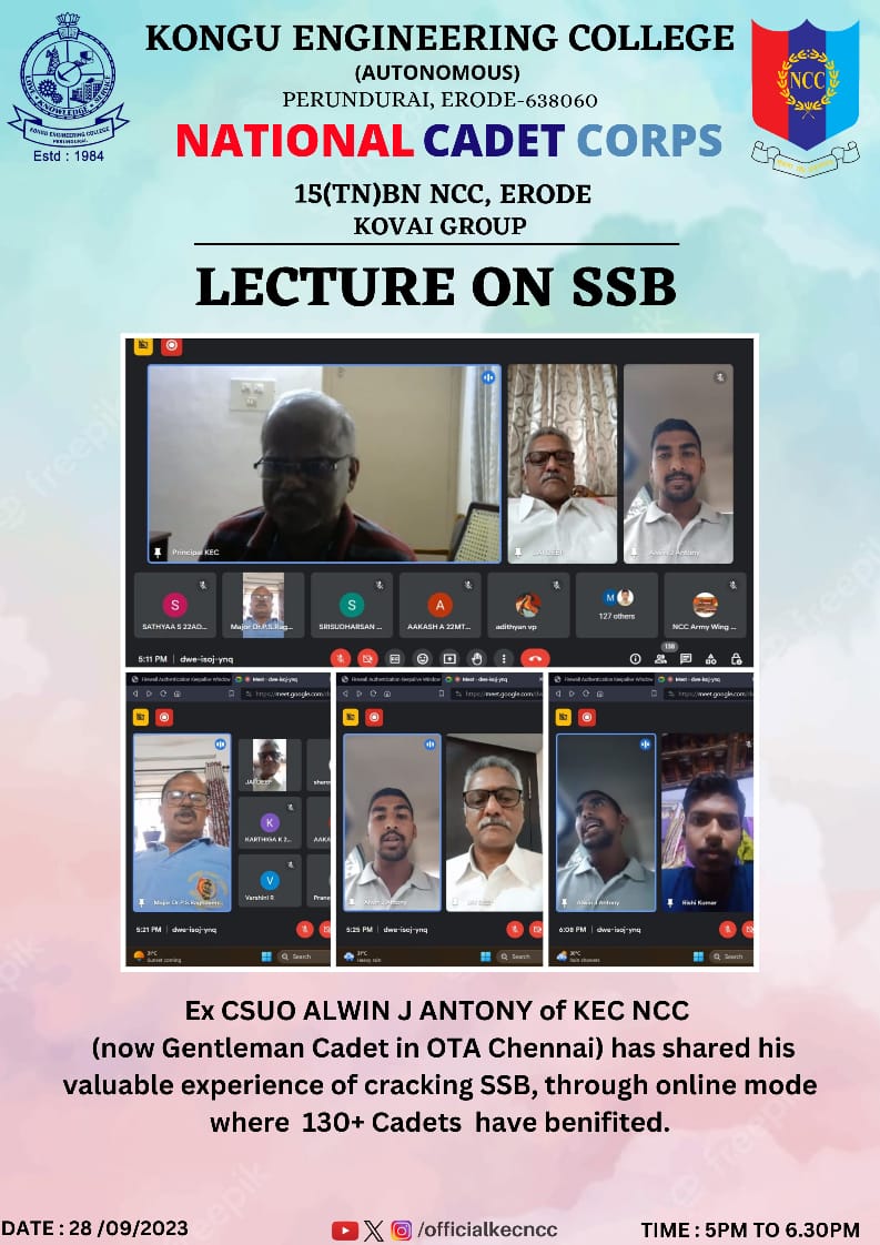 KecNcc's tweet photo. "A leader is the one who focuses not only on their own success but also counts on others"
We congratulate and thank @ALWINJANTONY (Alumnus @KecNcc) for his success in the gates of OTA and inspiring the Cadets by giving SSB tips

@HQ_DG_NCC 
@NCCDte_TNPAN 
@Ko_Champions
@erodencc https://t.co/WSYuxllR9D