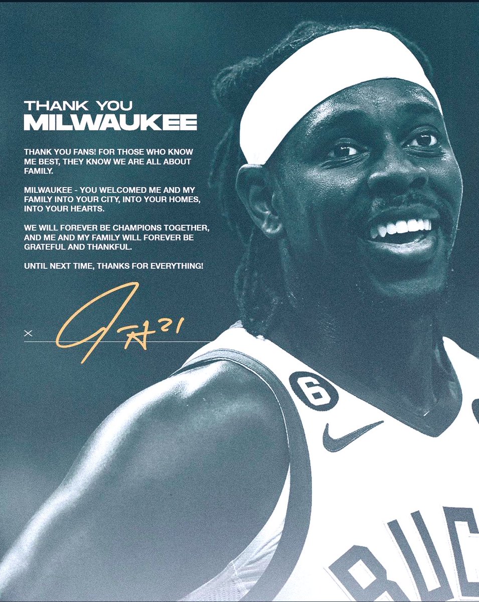 IKE_Bucks's tweet photo. Jrue Holiday thanks the fans and keeps the door open for a reunion down the line🥂 https://t.co/3LUJ1T7aK8