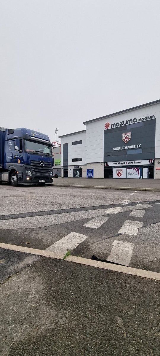 mondazeo88's tweet photo. Another day on the road sees not one, but two more added to #TheGroundTour!
First up is the #MazumaMobileStadium. Home to @MorecambeFC AKA #TheShrimps!
Thanks to the gentlemen I spoke to in Reception! I hope I didn't cause any issues for anyone!
#Mercedes #Actros #GXD #Middlegate https://t.co/nCTaxxyVDr