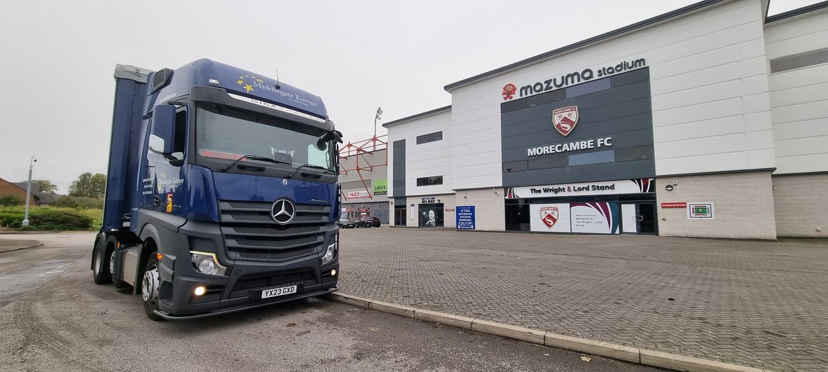 mondazeo88's tweet photo. Another day on the road sees not one, but two more added to #TheGroundTour!
First up is the #MazumaMobileStadium. Home to @MorecambeFC AKA #TheShrimps!
Thanks to the gentlemen I spoke to in Reception! I hope I didn't cause any issues for anyone!
#Mercedes #Actros #GXD #Middlegate https://t.co/nCTaxxyVDr