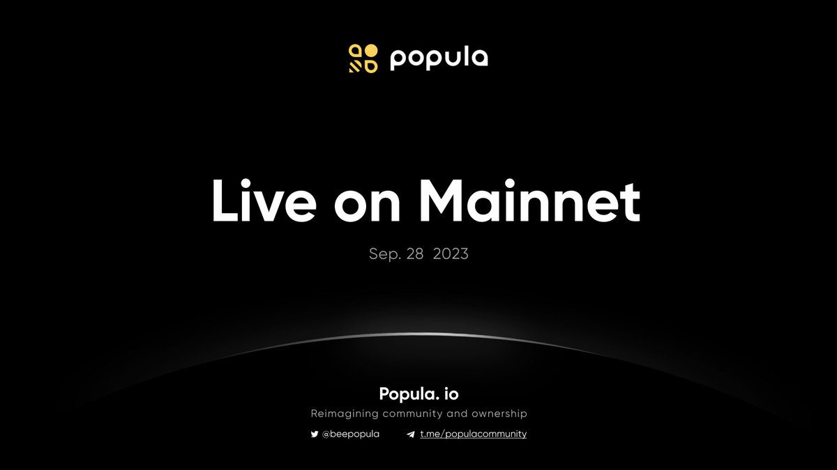 The moment we’ve been eagerly anticipating is here: 

Popula, the Web3 community platform built on <a href="/NEARProtocol/">NEAR Protocol</a>  , is now live on MAINNET! 🐝🚀

Let's delve into the Web3 Socio-Economic Protocol on NEAR. ✍️👇

medium.com/beepopula/unve…