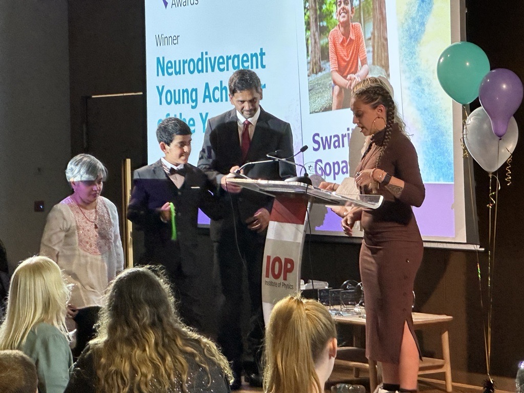 Congratulations to Swarit Gopalan the winner of the #YoungAchiever category. Well done. @blooming_genius 
#CelebrateDifference #Neurodiversity #CNDawards #Neurodivergent #Poet #NonSpeaker
