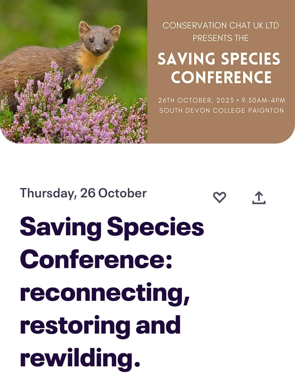 Less than 4 weeks to go until this conference takes place in #Paignton #savespecies23 #rewilding #conservation #restoration #events #boosttorbay #torbayhour #devonhour #WhatsonDevon