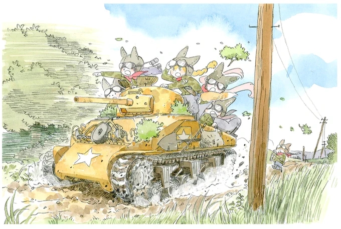 戦車を模写   #シャーマン 