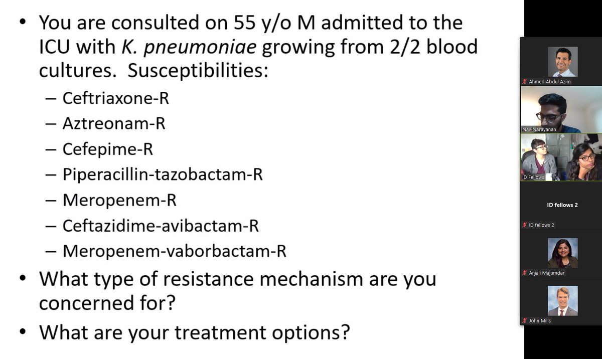 RWJMS_ID's tweet photo. Dr. Narayanan challenging our ID fellows with some cases of resistant GNRs. #IDX #IDtwitter https://t.co/2oq98ikmDE