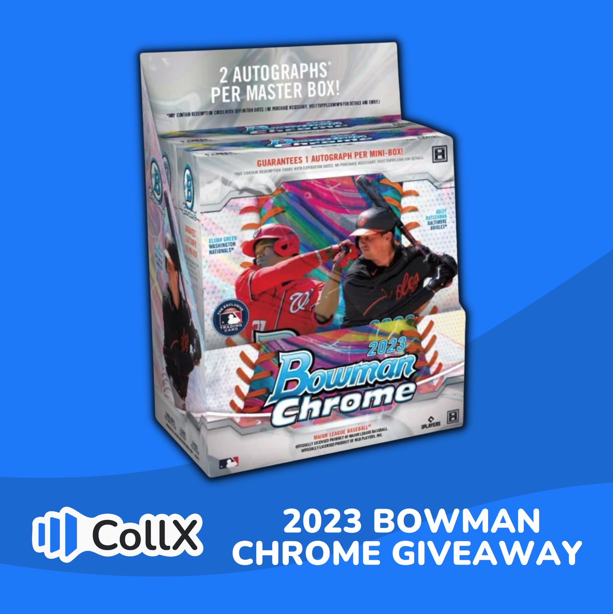 CollX_App's tweet image. Win a 2023 Bowman Chrome Hobby Box! We extended our contest until October 20th! 

To enter all you have to do is:

✅ RT this post
✅ Follow us (@CollX_App) here on Twitter