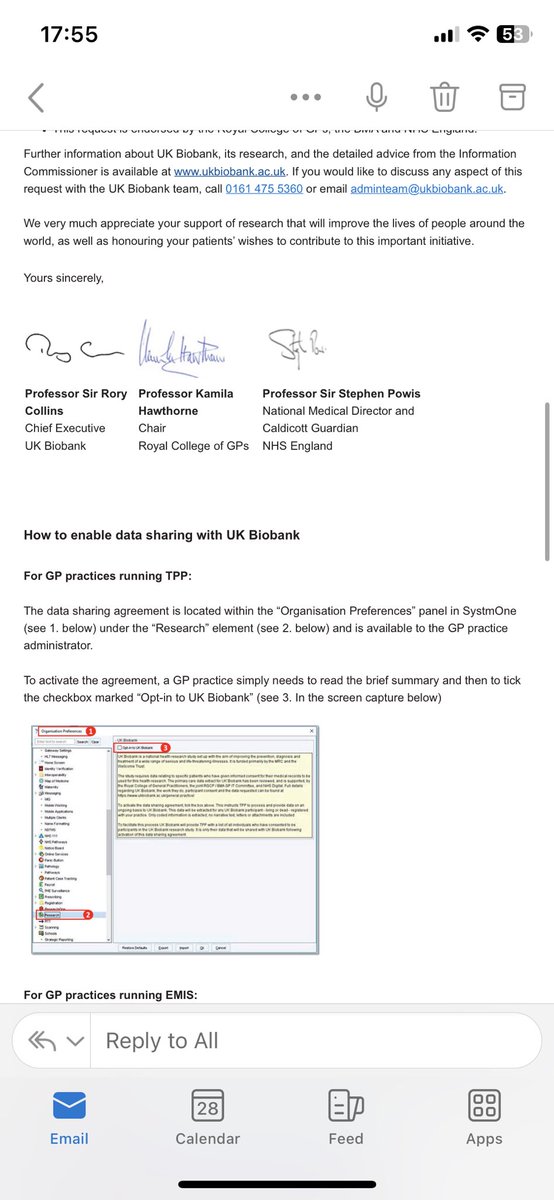 Contrary to the wording, I & @BMA_GP GPC England did not give @uk_biobank permission to support this letter, as @rorycollins knows Sadly, this now affects my trust in how you’ll gain patient consent for their health data if you ignore mine so freely GPs: this is not contractual