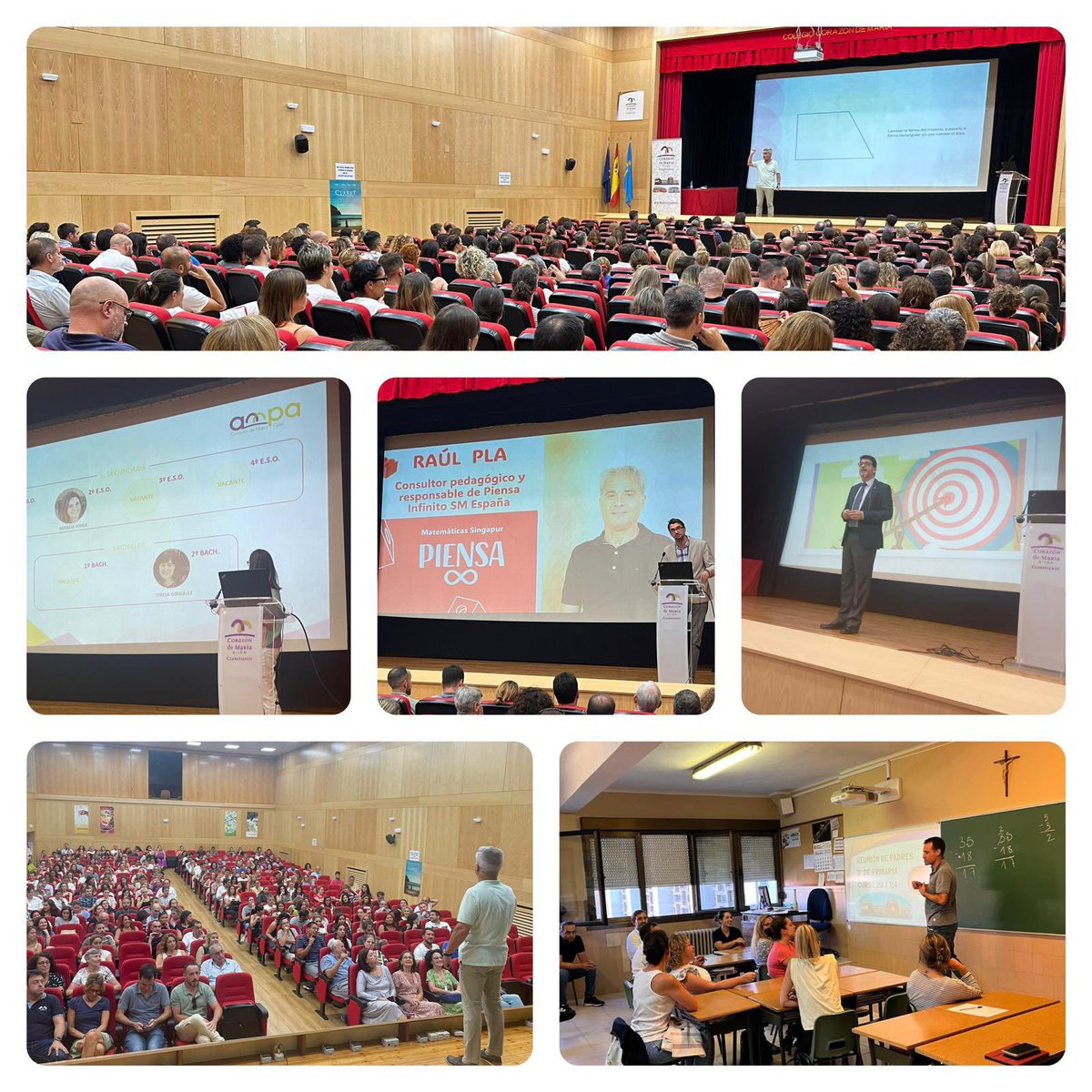 codemagijon's tweet photo. Las familias 1º a 5º Primaria #CODEMA han mantenido durante esta tarde las reuniones de inicio de curso. Primero momento común con directivos, AMPA y @RaulPlaOrti, experto en Matemáticas Singapur. Después encuentro con tutores en las aulas. @cmfsantiago @SM_Espana @PedagogicosS https://t.co/pBiEMbBOih