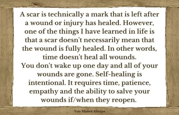 SuzieYMA's tweet photo. Time doesn't heal all wounds ๐๐๐#YouMatterAlways #hurtingandhealing #selfhealing #selfcare #nurtureyourself #gogently #souldeep #hurtinghumans https://t.co/xng1I1ULPu