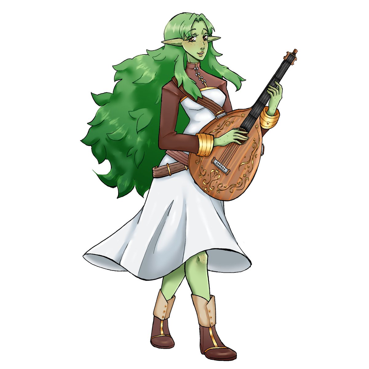 Melon19542205's tweet photo. I finished up Aries' design! She turned out so pretty!!
#art #dnd #dungeonsanddragons #characterdesign #characterart #OC #Originalcharacter #Elf #fantasy #elementalelf #summerelf #bard #lute https://t.co/8EA96apf9c