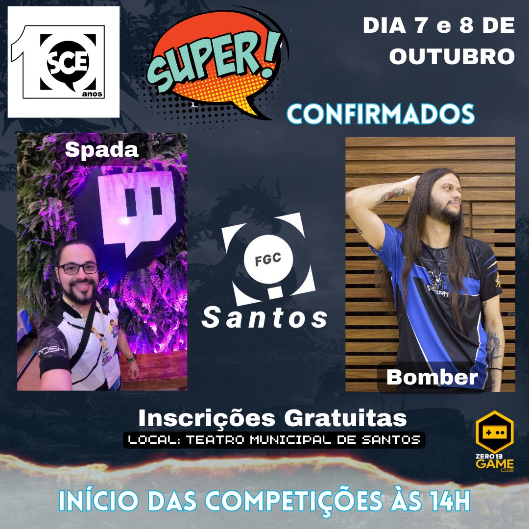 Z13GameClub's tweet photo. 🙀Participações especiais: @spadagamer1 e @Bomber1no
Super Fighters no @santoscomicexpo nos dias 7 e 8 de Outubro.
Torneio #SF6 dia 7 e #MK1 dia 8 de Outubro.
😎FGCSANTOS e Z13GAMECLUB
#santoscomicexpo #z13gameclub #sf6 #MK1 #fgcsantos #fgc https://t.co/CRikcaWwjh