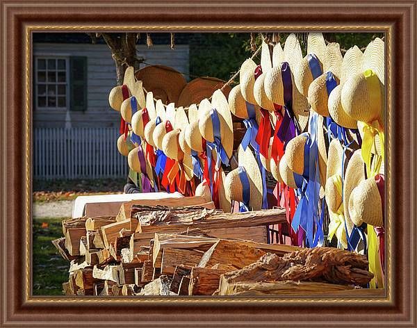 Straw Hats and Stacked Firewood - 
buff.ly/3PWcKYE #photography #ColonialWilliamsburg #fineartprints #fall #ribbons #flare #art