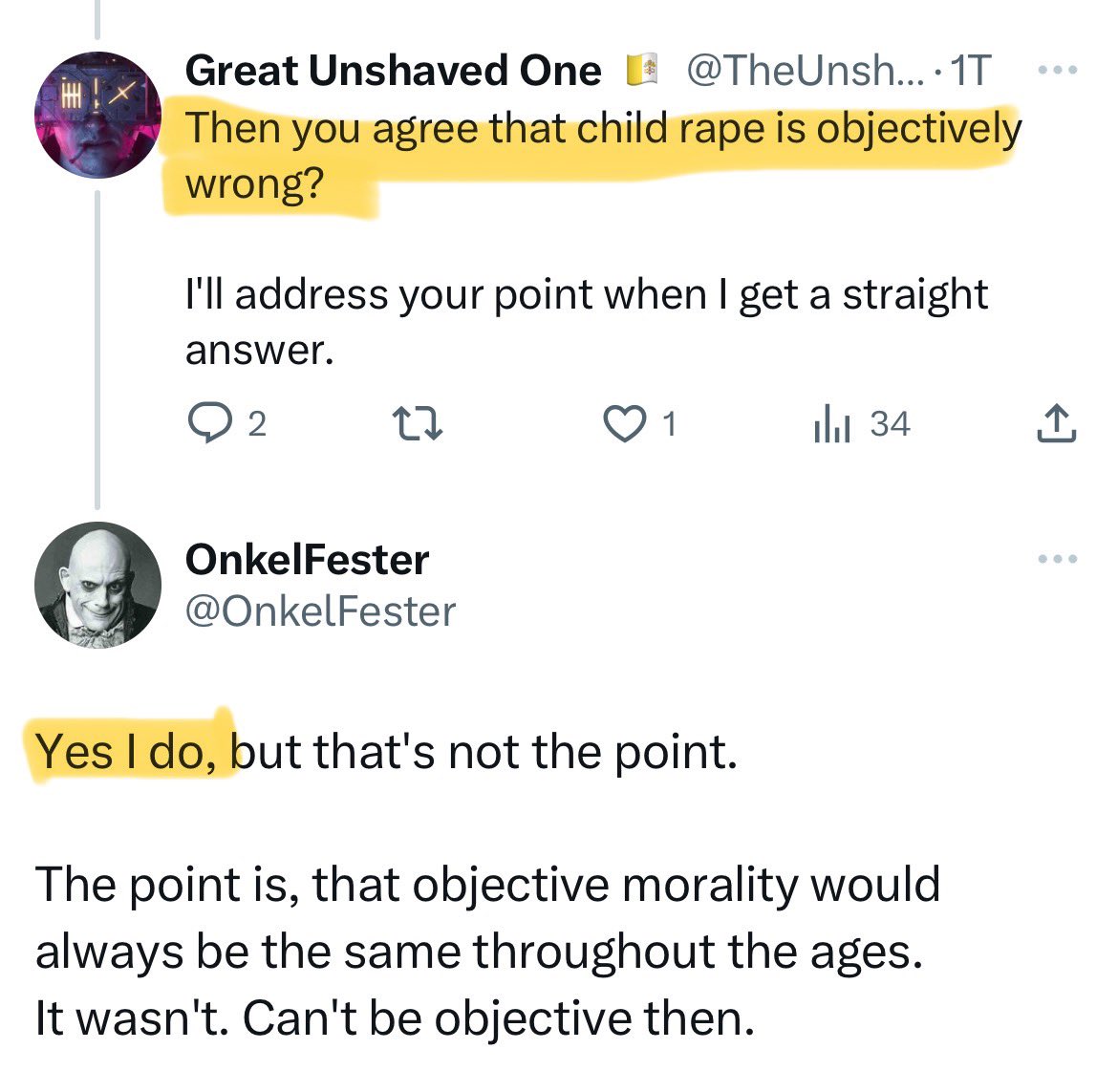 A blatantly lying follower of god claiming to be more moral than an atheist. Can’t make this up.