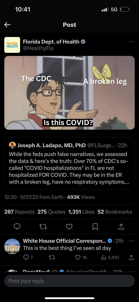 This is a lie. But it comes from the top government regulating health entity in #Florida. 
I will describe the volume of #CovidDeaths I personally witnessed to anyone who wishes. 
#FloridianFascism means a science denying person can be in charge of your scientific institutions