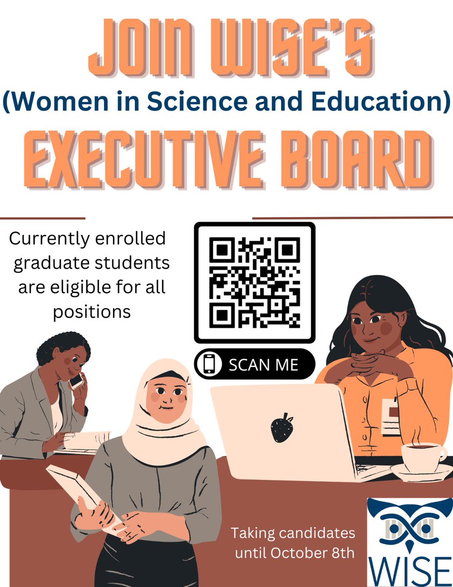 georgetownWISE's tweet image. Women in Science and Education (WISE) is currently looking for new Executive Board members! We are accepting candidates until October 8th. If you are interested, fill out the application using the QR code on the flyer or go to: docs.google.com/forms/d/e/1FAI…