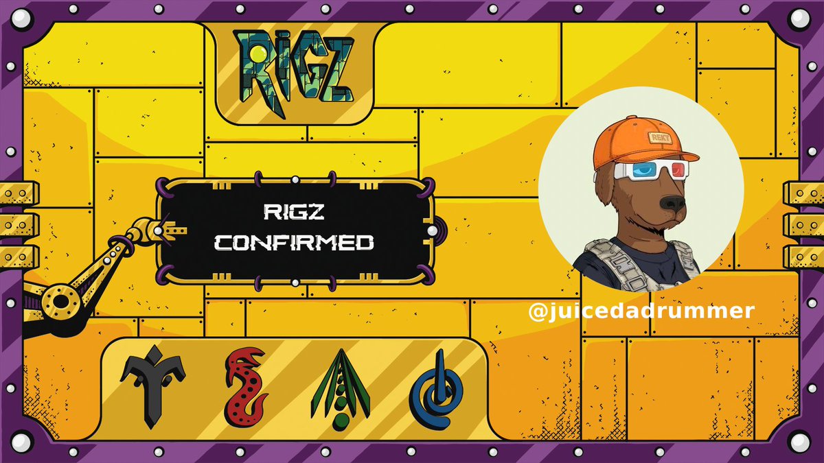 RIGZCONFIRMED's tweet image. RIGZ confirmed @RIGZNFTs 🎫
  
Welcome @juicedadrummer 🤖
  
#RIGZCONFIRMED #onPolygon