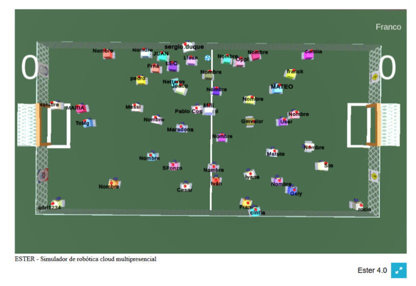 Este fue el picadito de fútbol en tiempo real, durante la charla de #robotica en el #CIITI <a href="/Ciiti/">CIITI 2025</a>  con nuestro simulador #Ester con infraestructura #AWS . Gracias por testearlo!!