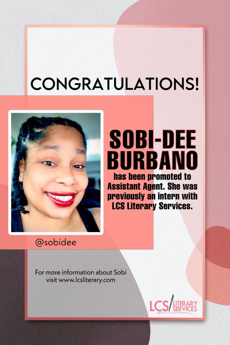LCSLiterary's tweet photo. 📣🎉 #LCSLit is proud to share the news and congratulate our LCS Team member .@BurbanoSobi on her new position as Assistant Literary Agent! Let’s all send her some LOVE‼️ https://t.co/l8wf9ShdZC