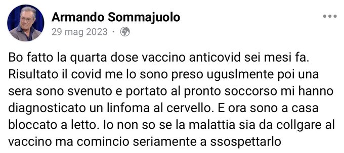 &Egrave; morto Armando Sommajuolo. Mi spiace! Lo avevo tra gli amici di facebook fino all&rsquo;incubo vaccini. Ho<a href="/tag/armandosommaiuolo"class="tags"><span>#armandosommaiuolo</span></a>