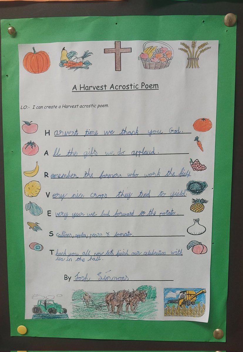 5th and 6th class worked hard on their Harvest acrostic poems.