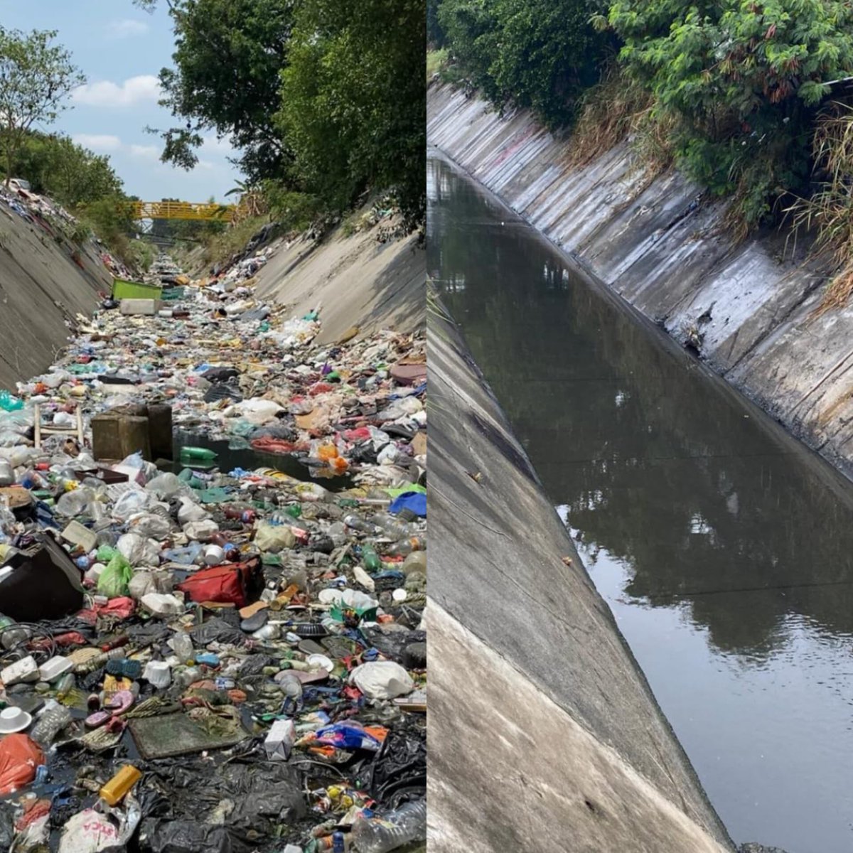 HAIMERSERNA's tweet photo. Antes y después de la limpieza en el canal de Santa Elena, ojalá tomemos conciencia y cuidemos Cali @EMCALIoficial https://t.co/Xm3Z5VI6IK