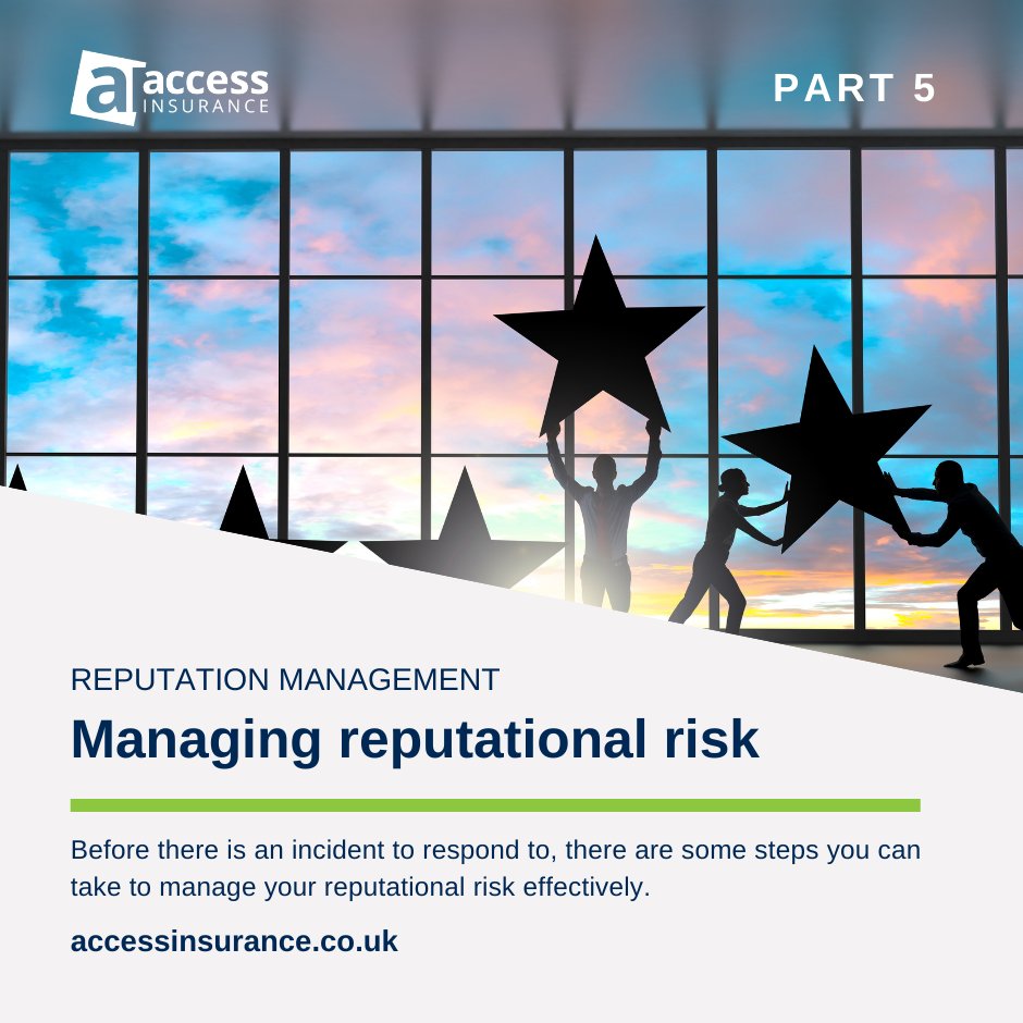 Before there is an even incident to respond to, there are some steps you can take to manage your reputation and reduce reputational risk. The full guide can be read here: accessinsurance.co.uk/news/managing-… #charity #riskinsights #charityguide #reputation #thirdsector