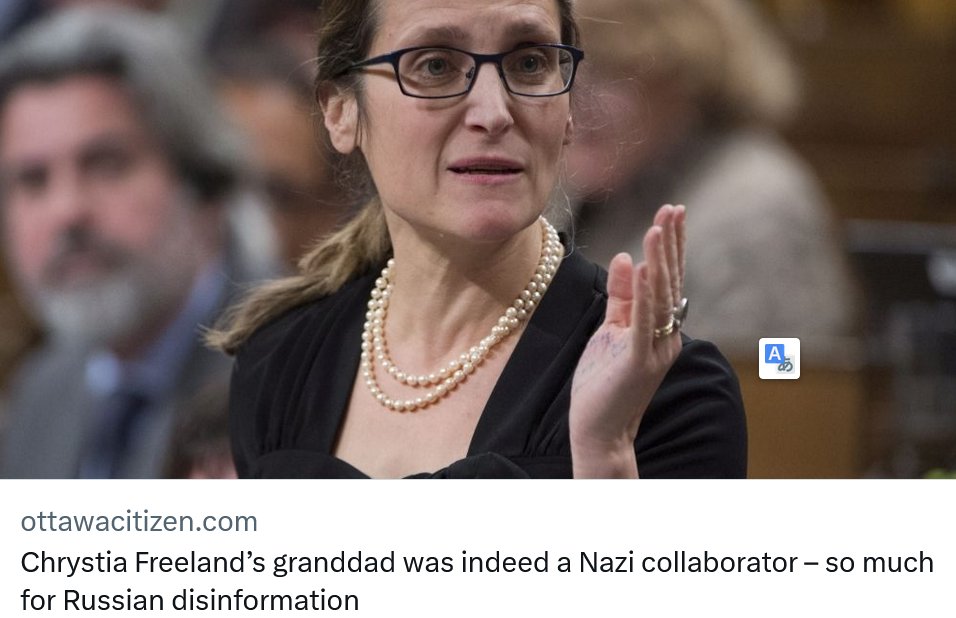 citarnyknihy's tweet photo. Dědeček kanadske vicepremierky Freelandove byl skutečný nacista v SS Wafen na Ukrajině 
ale podle kanadskeho premiera Trudeaua je to proruska dezinformace a musime si na to davat pozor.
Doufam, ze je to kazdemu jasne! https://t.co/aOTykZDudL