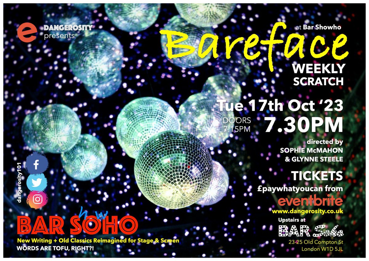 🔥 Sophie McMahon has written a new short script: 

 ➡️ An actor will play with 10 different actors without knowing who they are going to be or what they’re going to do. All she can do is react on the moment. 

Come and observe this experimental dangerous approach next Tuesday🤩