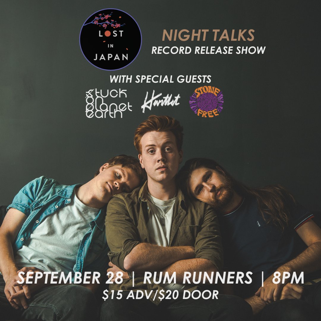 SummerCamp Productions (@scp_ldnont) on Twitter photo Tonight!! Rum Runners (<a href="/londonmusichall/">London Music Hall</a>)
Doors 7:00
8:00 <a href="/StoneFreeBand/">Stone Free</a>
8:45 Hartlet
9:30 <a href="/stuck_band/">stuckonplanetearth</a>
10:20 <a href="/LostInJapanBand/">LOST IN JAPAN</a>
Tickets still available at londonmusichall.com, or at the door. Licensed/All Ages.
Come celebrate the release of #NightTalks 🎉🎉 Tonight!! Rum Runners (<a href="/londonmusichall/">London Music Hall</a>)
Doors 7:00
8:00 <a href="/StoneFreeBand/">Stone Free</a>
8:45 Hartlet
9:30 <a href="/stuck_band/">stuckonplanetearth</a>
10:20 <a href="/LostInJapanBand/">LOST IN JAPAN</a>
Tickets still available at londonmusichall.com, or at the door. Licensed/All Ages.
Come celebrate the release of #NightTalks 🎉🎉