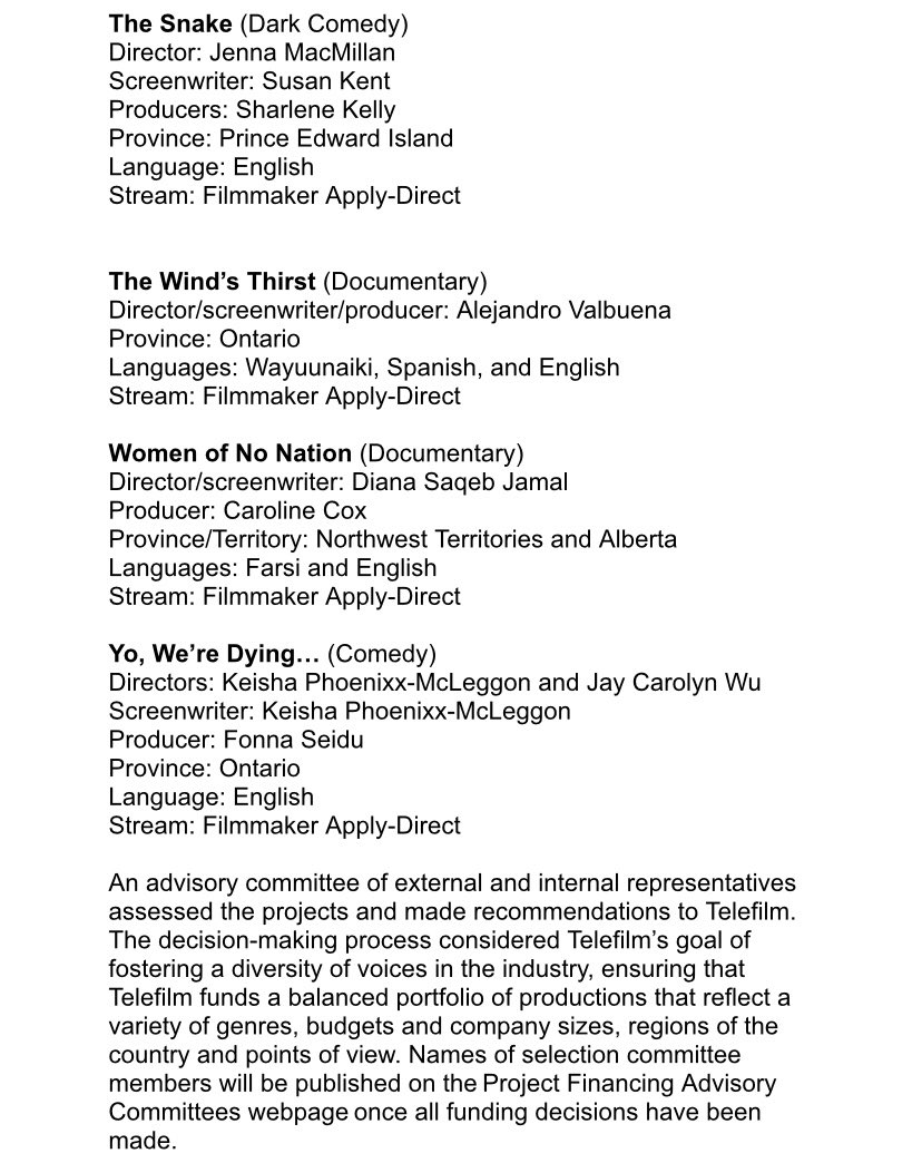 HertzBarry's tweet photo. Congratulations to the 18 filmmaking teams selected for @Telefilm_Canada’s 2023 micro-budget Talent to Watch program, including @SophyRomvari, @beccawillow, and @CrY_aka_Keisha https://t.co/xCqrgqD4Ec