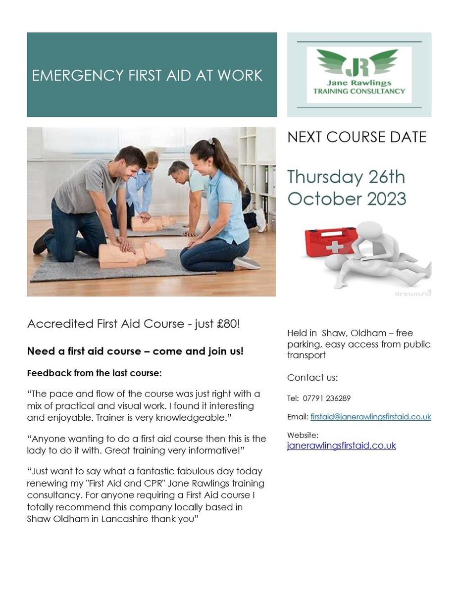 Come and join us - held in Oldham - you have tried the rest, now try the best First Aid Training #firstaid #firstaidtraining #oldham #buylocal