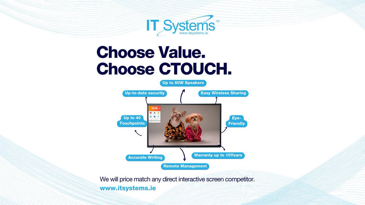 ITSystemsIE's tweet image. We will price match any direct interactive screen competitor.

#edchatie #ctouch #interactivescreen