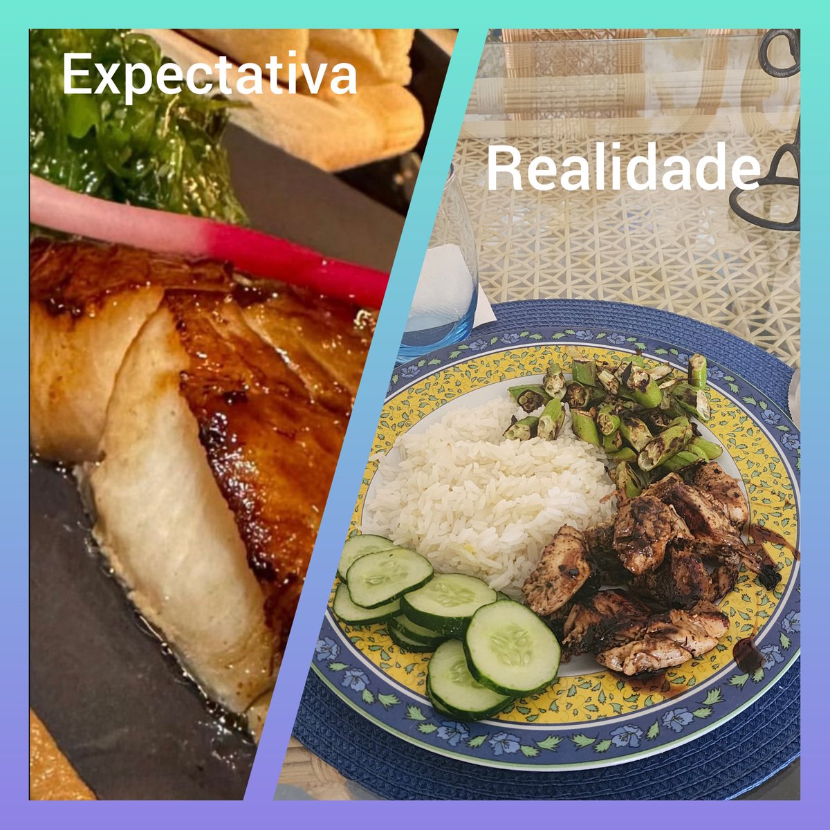 geraldo_2009's tweet image. E vamos de almoço.
Expectativa = peixe grelhado.
Realidade = frango teriaki com quiabo. Confere Tânia? 😅😅😅😅
@vidapegueleve #Peixe #Frango #Quiabo
