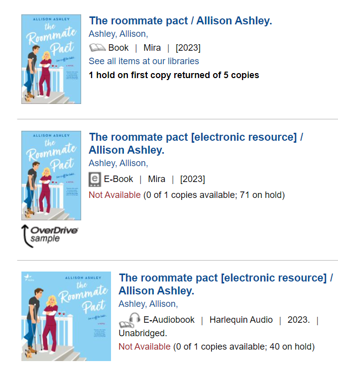 just an example, but the demand for romance at public libraries IS HIGH and just imagine if publishers made eBooks &amp; eAudio a fair price? heck, an equal price?