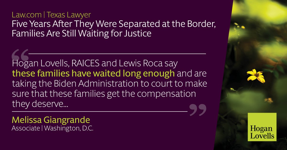 Our work with @RAICESTEXAS & @Lewis_Roca to hold the U.S. government accountable for the trauma inflicted upon migrant families separated at the border under the Zero Tolerance policy continues. Read more via @TexasLawyer: ow.ly/YM6W50PQOKH