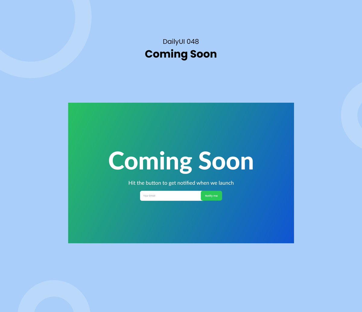 sbstudio_ng's tweet image. Day 48 - Coming soon

#DailyUI #100DaysofUI #figma