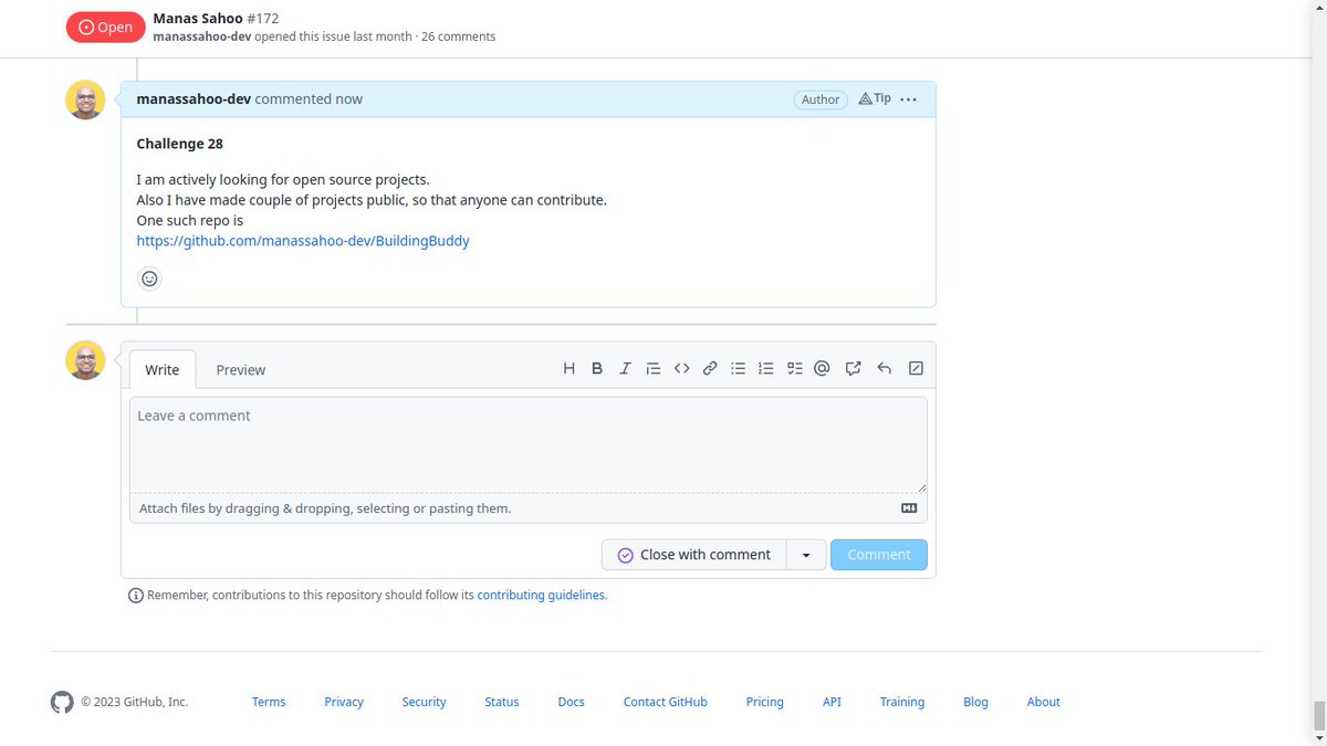 imanassahoo's tweet photo. Hello All, I have completed #task 28 of  #OpenSourceSep Challenge with
@Scaler_Official

Discord Community.  This helps me stay consistent with coding.  You can join the community HERE -  https://t.co/AE53G3BbVB #Opensourcesep #ScalerDiscord https://t.co/t4TONMyBpX
