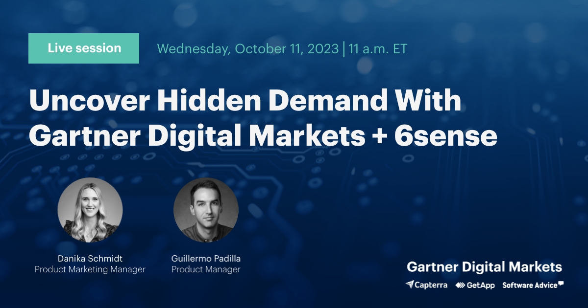 Join us on Oct 11 to learn how our new #intentdata integration can help you reduce wasted media spend. Pinpoint the companies researching software across Capterra, Software Advice, and GetApp and precisely time your future sales plays.

Register now: gtnr.it/3LxLVY3