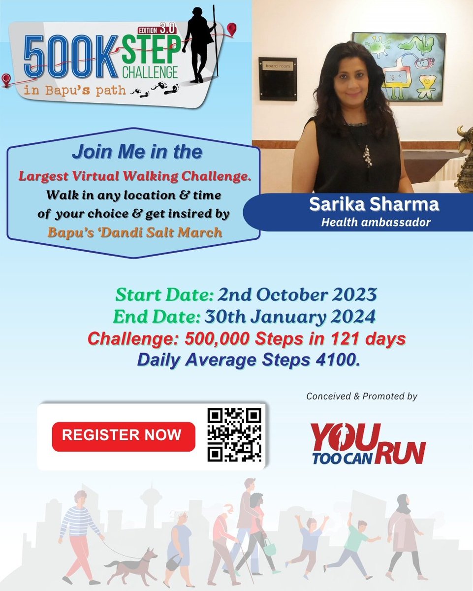 sarikac77's tweet photo. Join me on this epic journey! I'm taking on the 500K step challenge in just 121 days. Who's in
 
Scan the QR or click on the link below to register - https://t.co/LtMCGSRfRB

For more details visit the official website https://t.co/NrAThTQR9O

#500KStepChallenge #YouTooCanRun https://t.co/1205Z21wwU