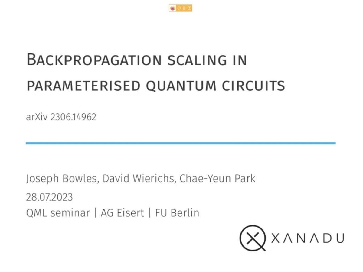 Over the next days, I will post a few seminar talks that have been held in the last weeks and months that have not been uploaded yet. I start with <a href="/DWierichs/">David Wierichs</a>' (<a href="/XanaduAI/">Xanadu</a>) talk on backpropagation scaling in parametrized quantum circuits.

youtube.com/watch?v=llFAF2…