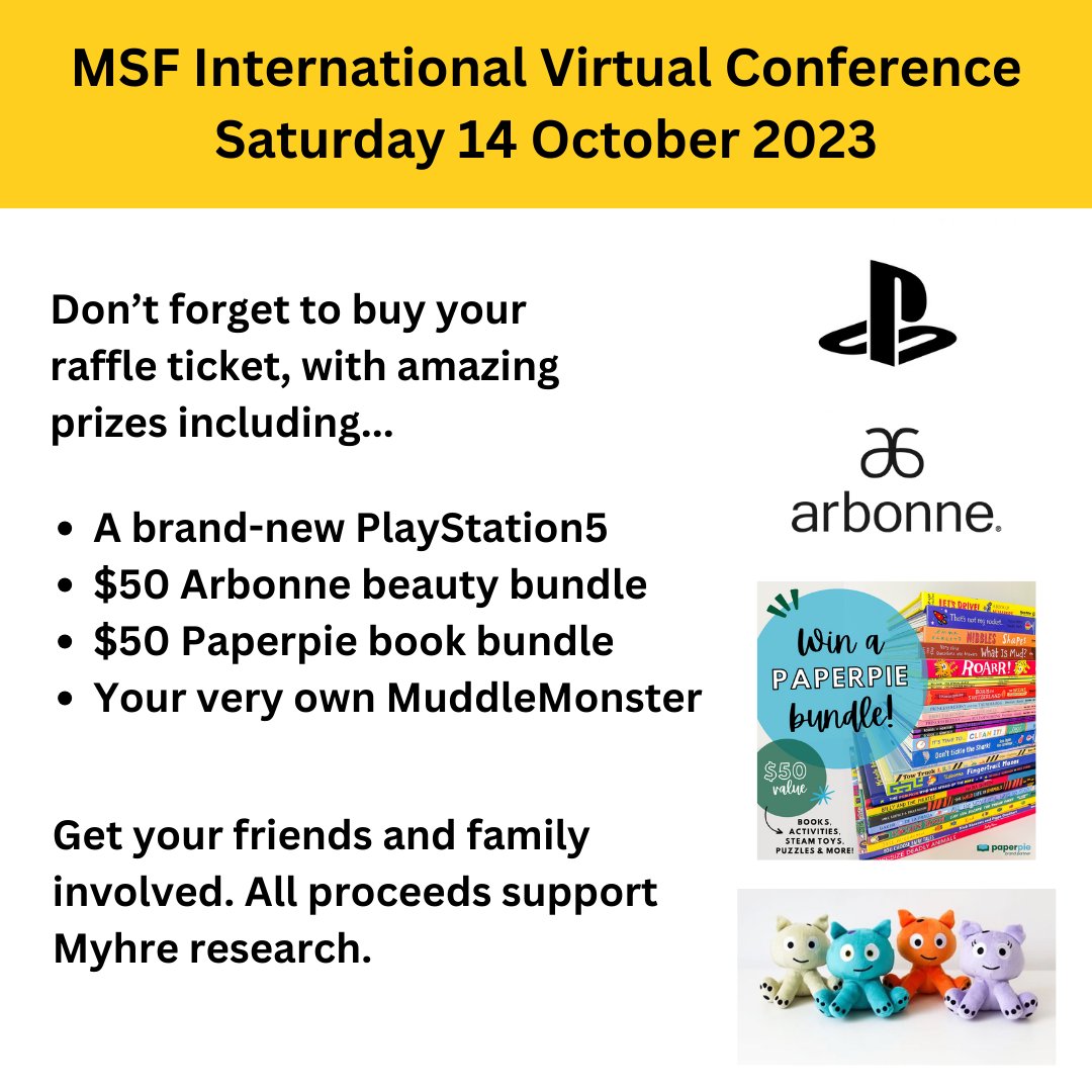 For our friends who aren't part of the Myhre family,  we've got an extra sprinkle of excitement just for you! 🎉

Introducing the Myhre Super Supporter Raffle! 🌟 You can snag a raffle ticket for our virtual conference for just $10. give.classy.org/msfvirtual23