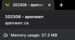 apenwarr's tweet photo. Neat! Thanks to Chrome's new memory usage indicator, I now know that websites are not even close to the primary parties responsible for memory waste.

This page is basically a lightly-formatted short text file that somehow costs 37MB. https://t.co/93SPWSh8lD