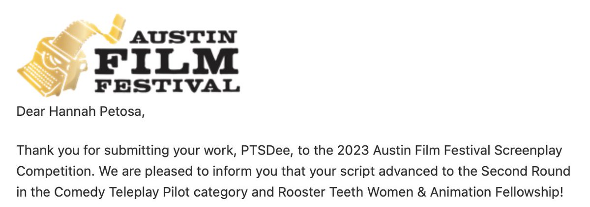 Feeling really excited by this :) #AustinFilmFestival #AFF