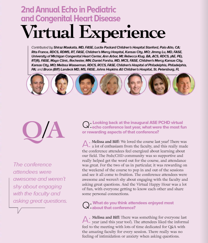 'We're so excited to make sonographers our 'target audience,' & all of the sessions & talks are thoughtfully created with them in mind.' Read our #EchoMagazine article about the 2nd Annual Echo in Pediatric & Congenital Heart Disease Virtual Experience! bit.ly/3RL5EHE