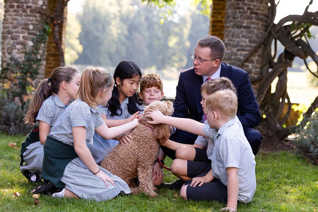 AldroSchool's tweet photo. Mr Carlier’s dogs often visit during break time and are very popular with all the children 🐶
#dogsofaldro #lifeataldro #breaktimevisitors #surreyprepschool #happychildren https://t.co/nFqAxDjlxQ