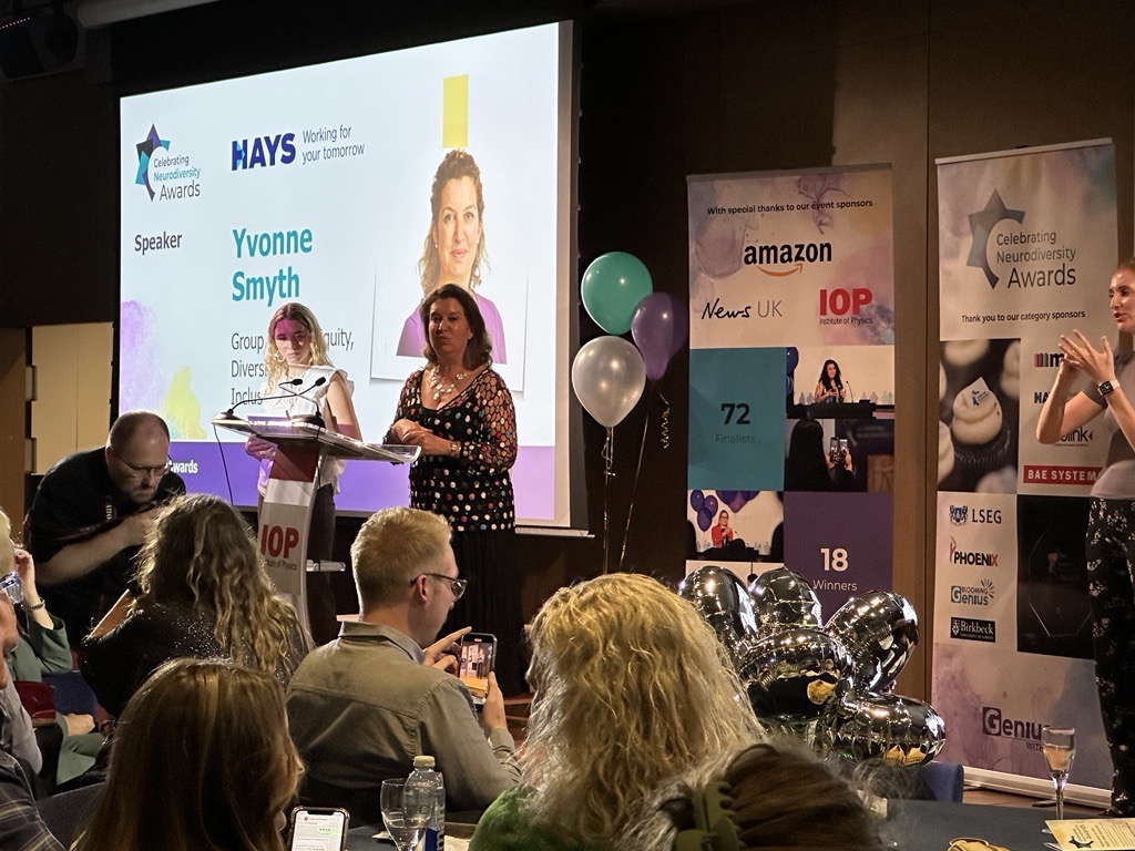 Yvonne Smyth from @HaysNews tells her personal story of her Neurodiverse daughter as she presents the #InclusiveEmployer award. #CelebratingNeurodiversityAwards #CNDawards #Neurodivergent
@geniuswithinCIC